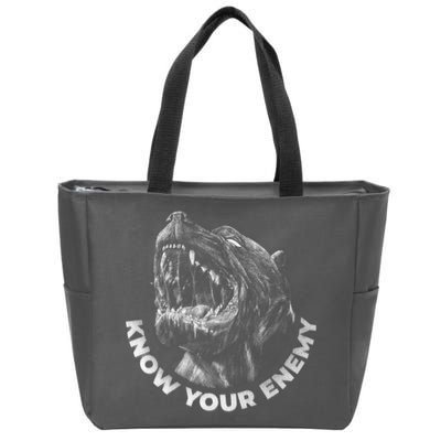 Know Your Enemy Realistic Pitbull Dog Zip Tote Bag