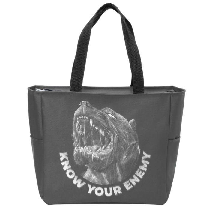 Know Your Enemy Realistic Pitbull Dog Zip Tote Bag