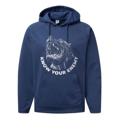 Know Your Enemy Realistic Pitbull Dog Performance Fleece Hoodie