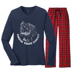 Know Your Enemy Realistic Pitbull Dog Women's Long Sleeve Flannel Pajama Set 