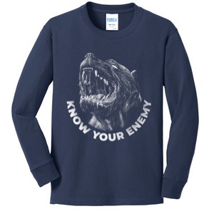 Know Your Enemy Realistic Pitbull Dog Kids Long Sleeve Shirt