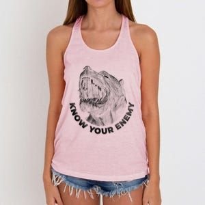 Know Your Enemy Realistic Pitbull Dog Women's Knotted Racerback Tank