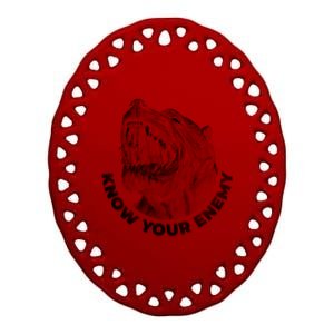 Know Your Enemy Realistic Pitbull Dog Ceramic Oval Ornament