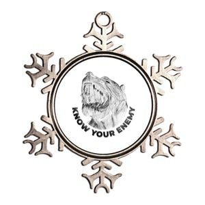 Know Your Enemy Realistic Pitbull Dog Metallic Star Ornament