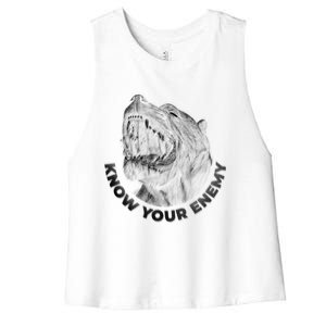 Know Your Enemy Realistic Pitbull Dog Women's Racerback Cropped Tank