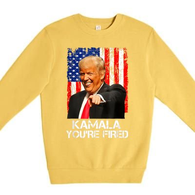 Kamala YouRe Fired Funny President Trump Laughing At Kamala Premium Crewneck Sweatshirt