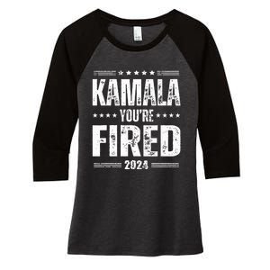 Kamala YouRe Fired Funny Anti Kamala Harris Election 2024 Women's Tri-Blend 3/4-Sleeve Raglan Shirt