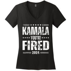 Kamala YouRe Fired Funny Anti Kamala Harris Election 2024 Women's V-Neck T-Shirt