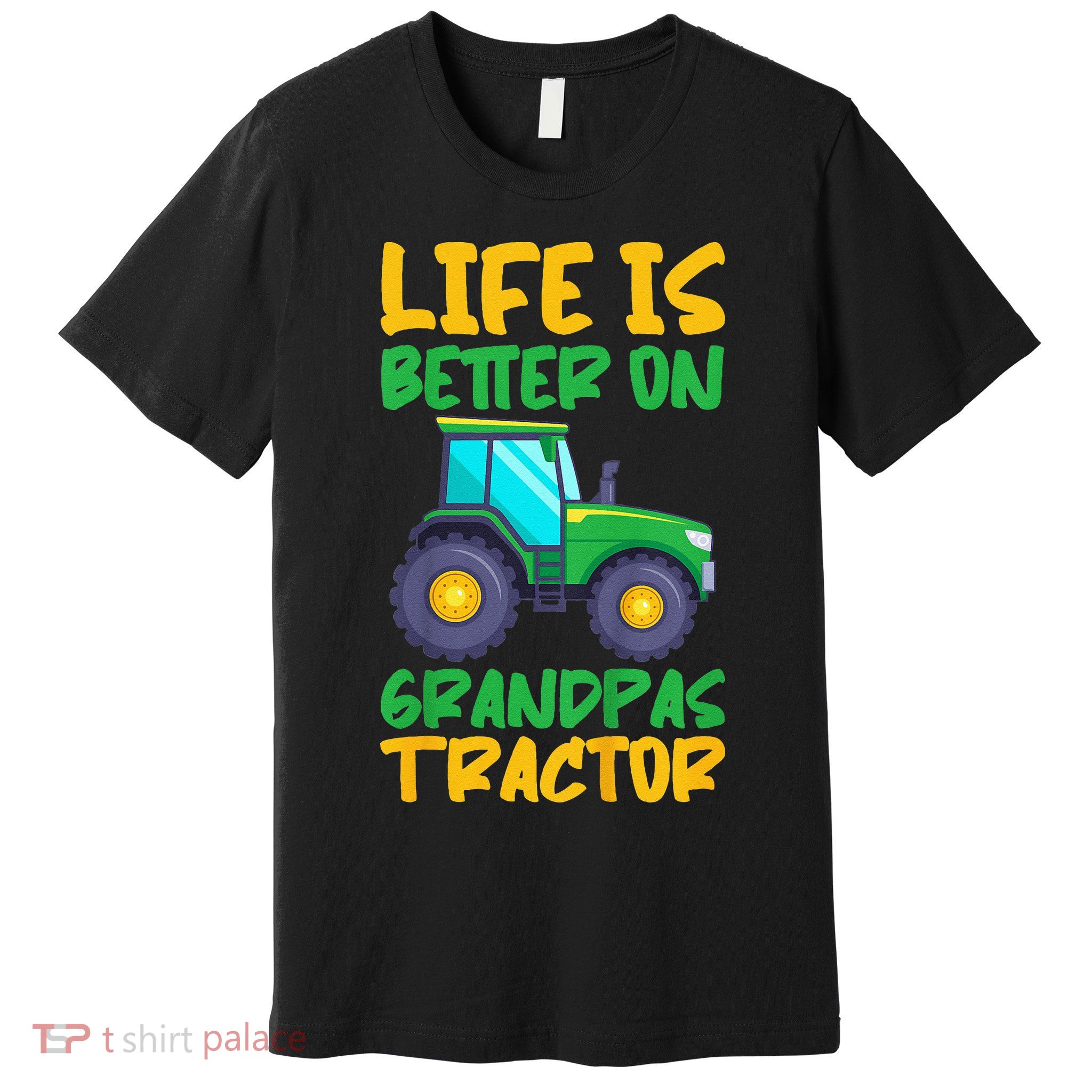 Kids Young Farmer Funny Tractor Boy On Grandpas Tractor Premium T-Shirt