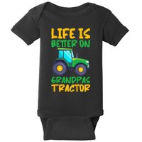 Kids Young Farmer Funny Tractor Boy On Grandpas Tractor Baby Bodysuit