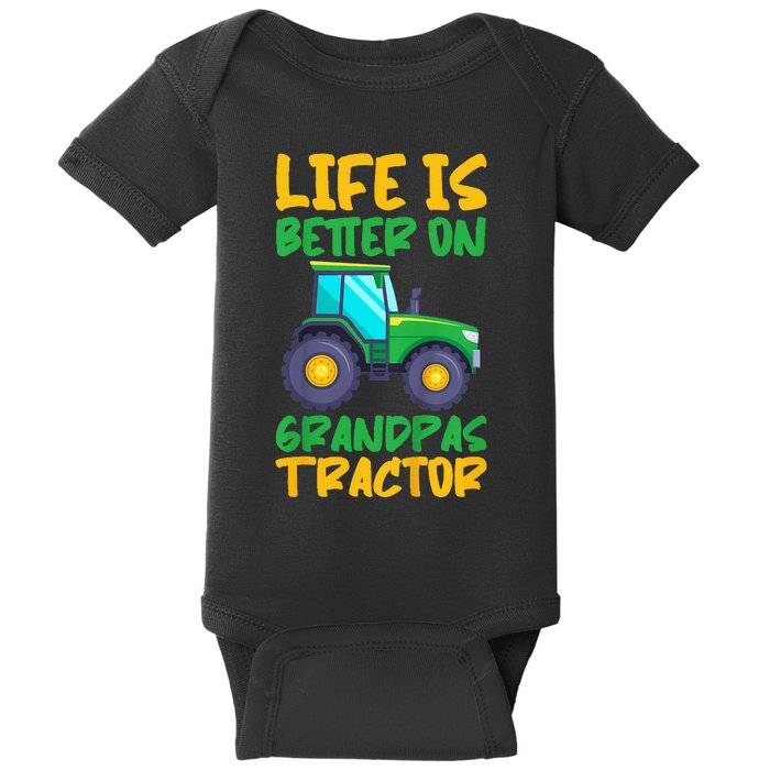 Kids Young Farmer Funny Tractor Boy On Grandpas Tractor Baby Bodysuit