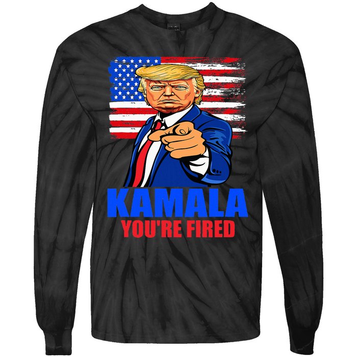 Kamala YouRe Fired Donald Trump 2024 Anti Harris Pro Trump Tie-Dye Long Sleeve Shirt