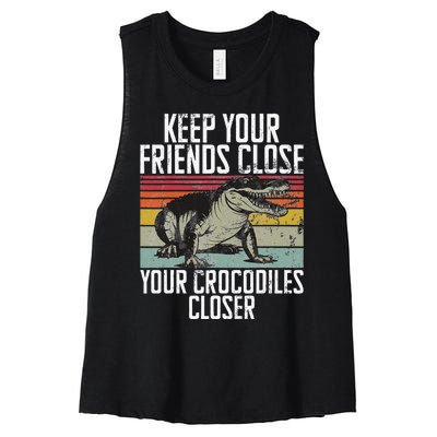 Keep Your Friends Close Your Crocodiles Closer Crocodile Women's Racerback Cropped Tank