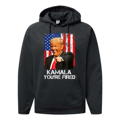 Kamala YouRe Fired Funny President Trump Laughing At Kamala Performance Fleece Hoodie