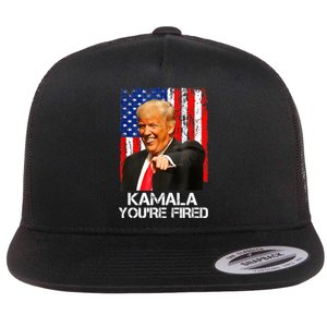 Kamala YouRe Fired Funny President Trump Laughing At Kamala Flat Bill Trucker Hat