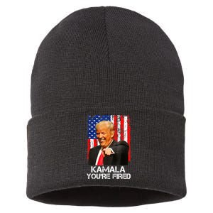 Kamala YouRe Fired Funny President Trump Laughing At Kamala Sustainable Knit Beanie