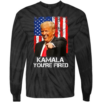 Kamala YouRe Fired Funny President Trump Laughing At Kamala Tie-Dye Long Sleeve Shirt