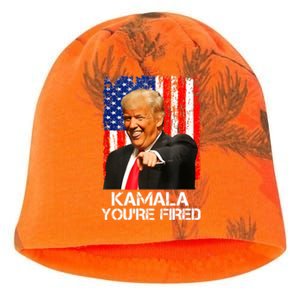 Kamala YouRe Fired Funny President Trump Laughing At Kamala Kati - Camo Knit Beanie