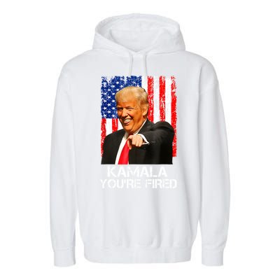 Kamala YouRe Fired Funny President Trump Laughing At Kamala Garment-Dyed Fleece Hoodie