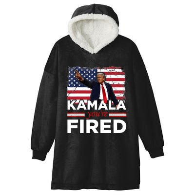 Kamala YouRe Fired Funny President Trump Laughing At Kamala Hooded Wearable Blanket