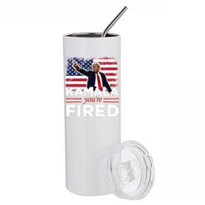 Kamala YouRe Fired Funny President Trump Laughing At Kamala Stainless Steel Tumbler