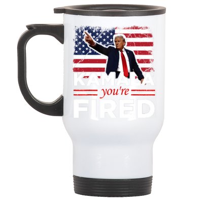 Kamala YouRe Fired Funny President Trump Laughing At Kamala Stainless Steel Travel Mug