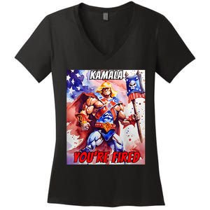 Kamala YouRe Fired Trump Won We All Won 2024 Usa Women's V-Neck T-Shirt