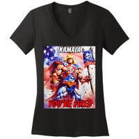 Kamala YouRe Fired Trump Won We All Won 2024 Usa Women's V-Neck T-Shirt