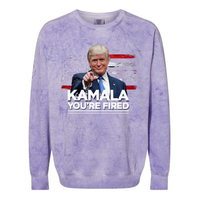 Kamala YouRe Fired Funny President Trump Laughing At Kamala Colorblast Crewneck Sweatshirt