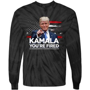 Kamala YouRe Fired Funny President Trump Laughing At Kamala Tie-Dye Long Sleeve Shirt