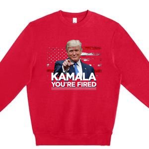 Kamala YouRe Fired Funny President Trump Laughing At Kamala Premium Crewneck Sweatshirt