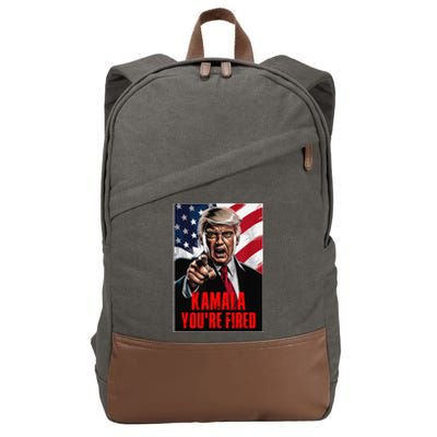 Kamala YouRe Fired Trump 2024 Funny Supporter Anti Kamala Cotton Canvas Backpack