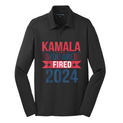 Kamala YouRe Fired Funny Anti Kamala Harris Election 2024 Silk Touch Performance Long Sleeve Polo