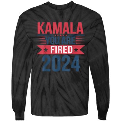 Kamala YouRe Fired Funny Anti Kamala Harris Election 2024 Tie-Dye Long Sleeve Shirt