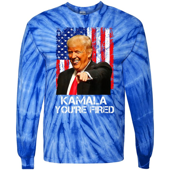 Kamala Youre Fired President Trump Laughing At Kamala Tie-Dye Long Sleeve Shirt