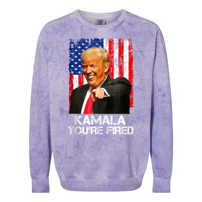 Kamala YouRe Fired Funny President Trump Laughing At Kamala Colorblast Crewneck Sweatshirt