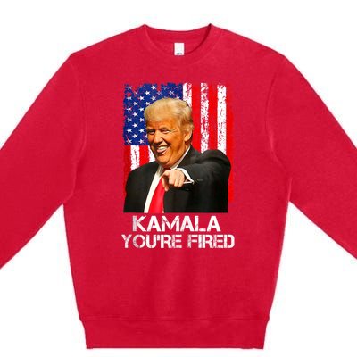 Kamala YouRe Fired Funny President Trump Laughing At Kamala Premium Crewneck Sweatshirt