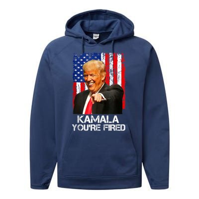 Kamala YouRe Fired Funny President Trump Laughing At Kamala Performance Fleece Hoodie