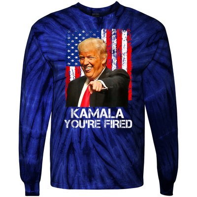 Kamala YouRe Fired Funny President Trump Laughing At Kamala Tie-Dye Long Sleeve Shirt