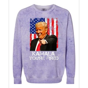 Kamala YouRe Fired Funny President Trump Laughing At Kamala Colorblast Crewneck Sweatshirt