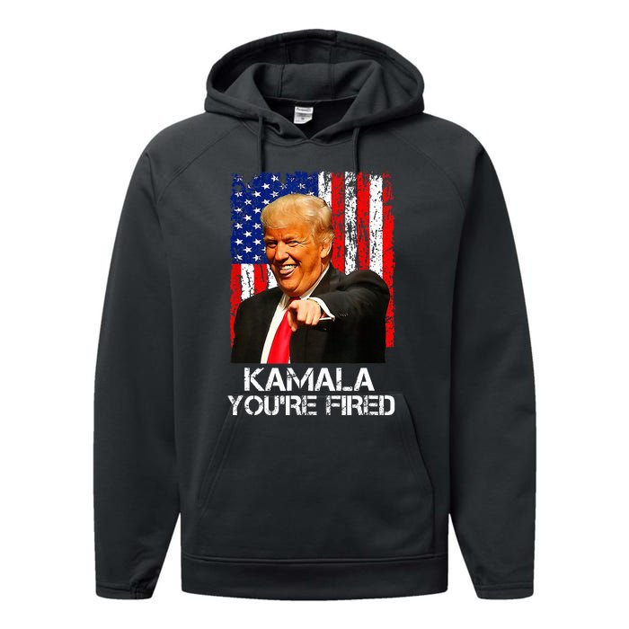 Kamala YouRe Fired Funny President Trump Laughing At Kamala Performance Fleece Hoodie