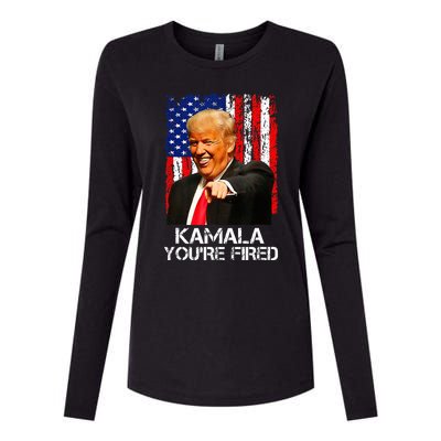 Kamala YouRe Fired Funny President Trump Laughing At Kamala Womens Cotton Relaxed Long Sleeve T-Shirt