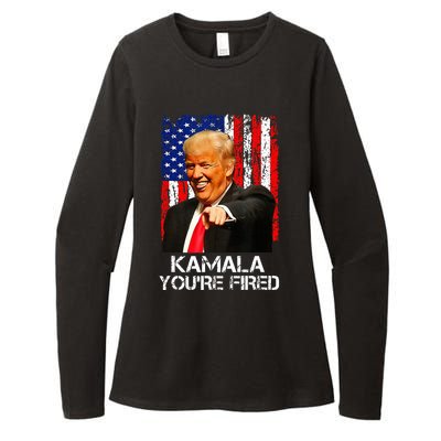 Kamala YouRe Fired Funny President Trump Laughing At Kamala Womens CVC Long Sleeve Shirt