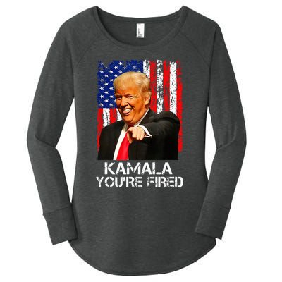 Kamala YouRe Fired Funny President Trump Laughing At Kamala Women's Perfect Tri Tunic Long Sleeve Shirt