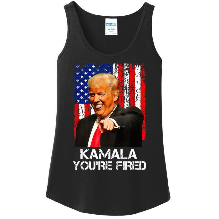 Kamala YouRe Fired Funny President Trump Laughing At Kamala Ladies Essential Tank