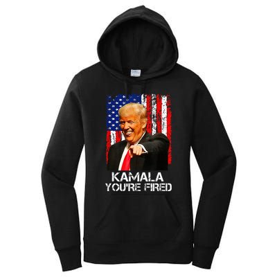 Kamala YouRe Fired Funny President Trump Laughing At Kamala Women's Pullover Hoodie