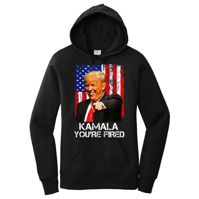 Kamala YouRe Fired Funny President Trump Laughing At Kamala Women's Pullover Hoodie