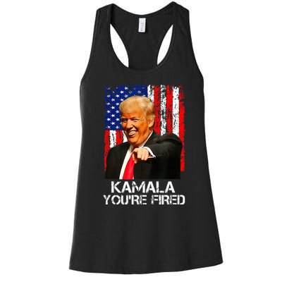 Kamala YouRe Fired Funny President Trump Laughing At Kamala Women's Racerback Tank