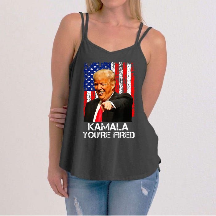 Kamala YouRe Fired Funny President Trump Laughing At Kamala Women's Strappy Tank