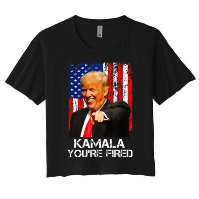 Kamala YouRe Fired Funny President Trump Laughing At Kamala Women's Crop Top Tee